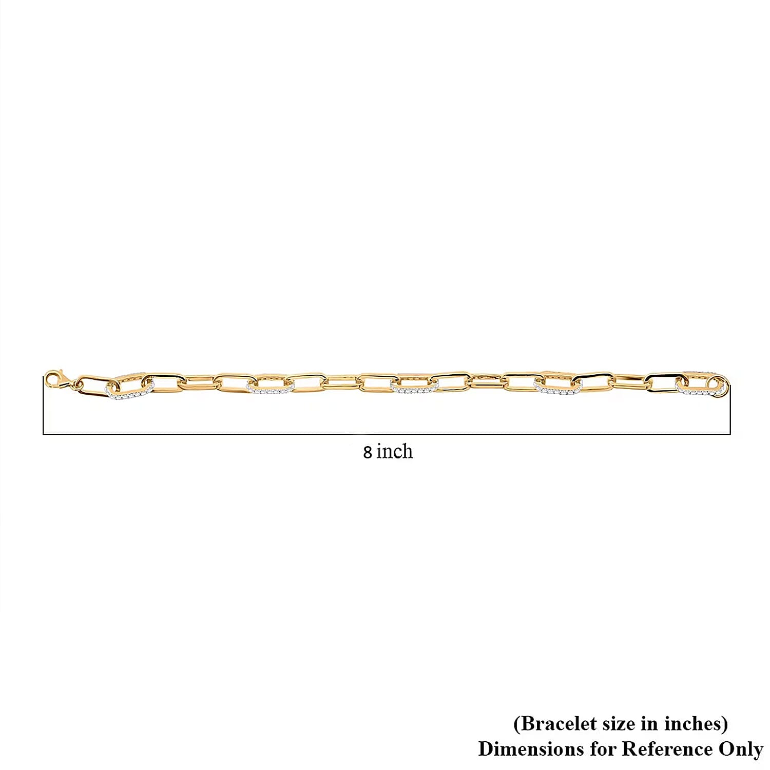 Luxuriant Lab Grown Diamond G-H SI 1.00 ctw Paper Clip Chain Bracelet in 18K Vermeil Yellow Gold Over Sterling Silver (8.00 In)