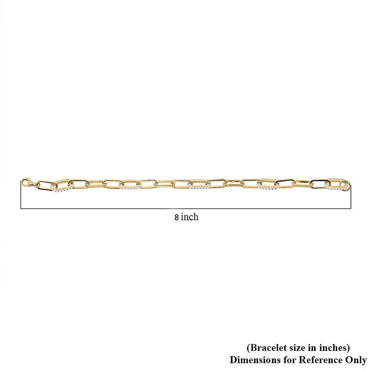 Luxuriant Lab Grown Diamond G-H SI 1.00 ctw Paper Clip Chain Bracelet in 18K Vermeil Yellow Gold Over Sterling Silver (8.00 In) image number 6