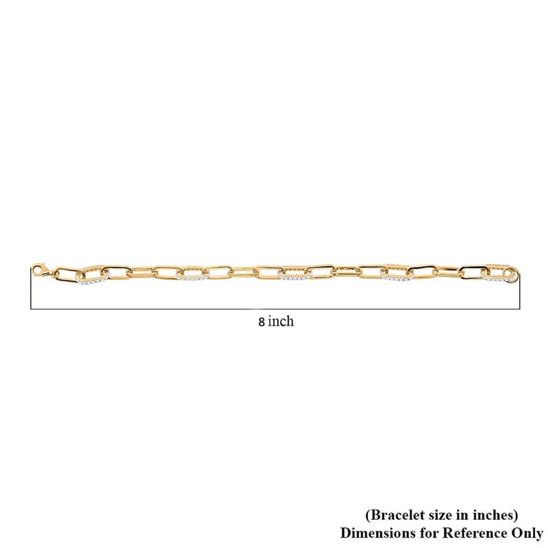 Luxuriant Lab Grown Diamond G-H SI 1.00 ctw Paper Clip Chain Bracelet in 18K Vermeil Yellow Gold Over Sterling Silver (8.00 In)