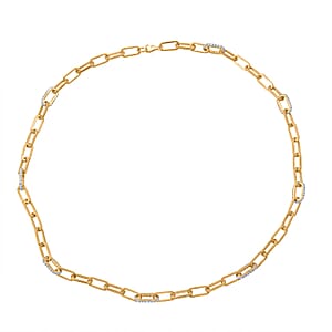 Luxuriant Lab Grown Diamond G-H SI 2.10 ctw Paper Clip Chain Necklace in 18K Vermeil Yellow Gold Over Sterling Silver 18 Inches