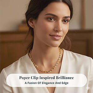 Luxuriant Lab Grown Diamond G-H SI 2.10 ctw Paper Clip Chain Necklace in 18K Vermeil Yellow Gold Over Sterling Silver 18 Inches