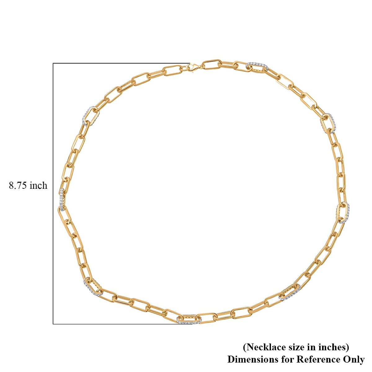 Luxuriant Lab Grown Diamond G-H SI 2.10 ctw Paper Clip Chain Necklace in 18K Vermeil Yellow Gold Over Sterling Silver 18 Inches image number 3