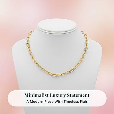Luxuriant Lab Grown Diamond G-H SI 2.10 ctw Paper Clip Chain Necklace in 18K Vermeil Yellow Gold Over Sterling Silver 18 Inches