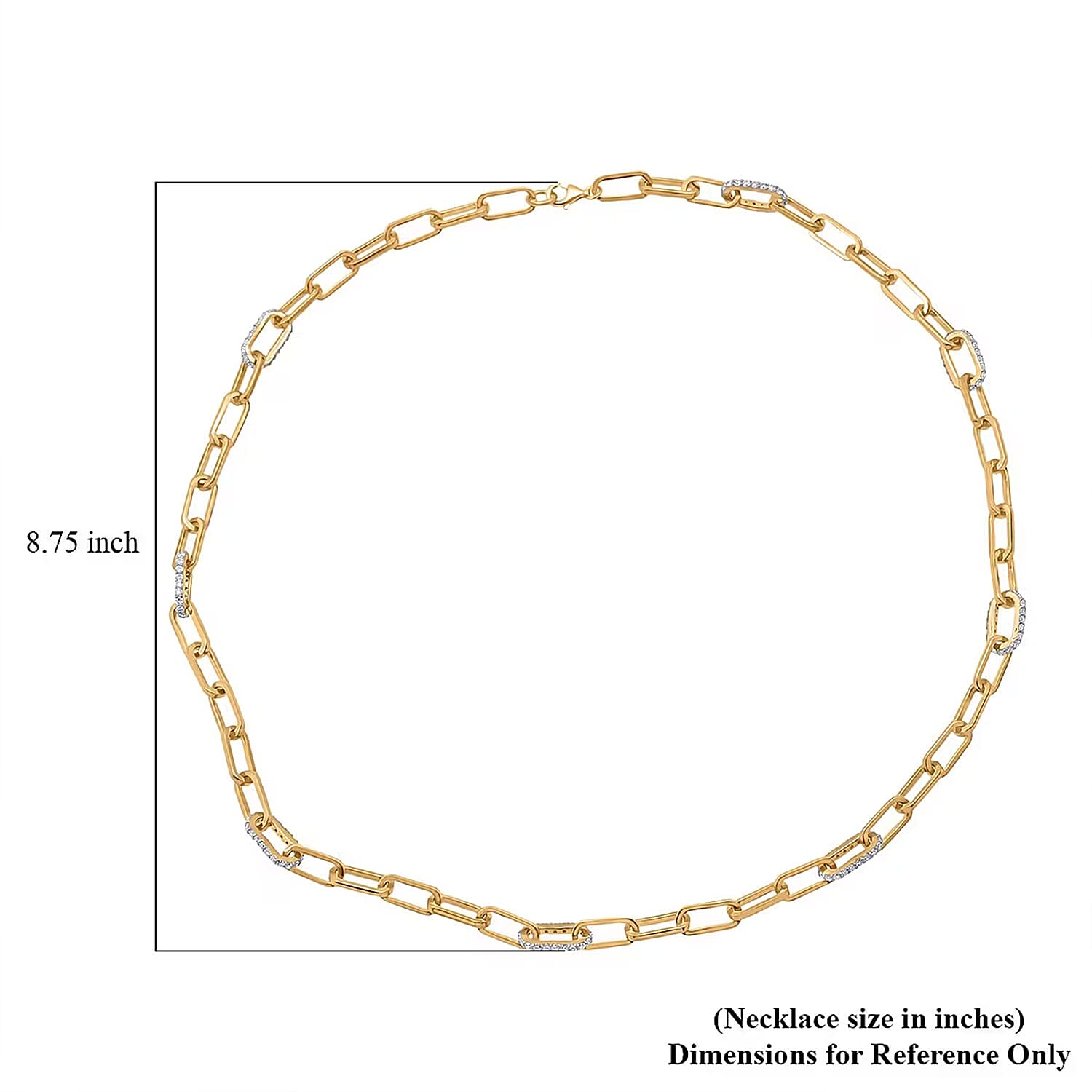 Luxuriant Lab Grown Diamond G-H SI 2.10 ctw Paper Clip Chain Necklace in 18K Vermeil Yellow Gold Over Sterling Silver 18 Inches