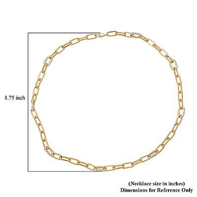 Luxuriant Lab Grown Diamond G-H SI 2.10 ctw Paper Clip Chain Necklace in 18K Vermeil Yellow Gold Over Sterling Silver 18 Inches