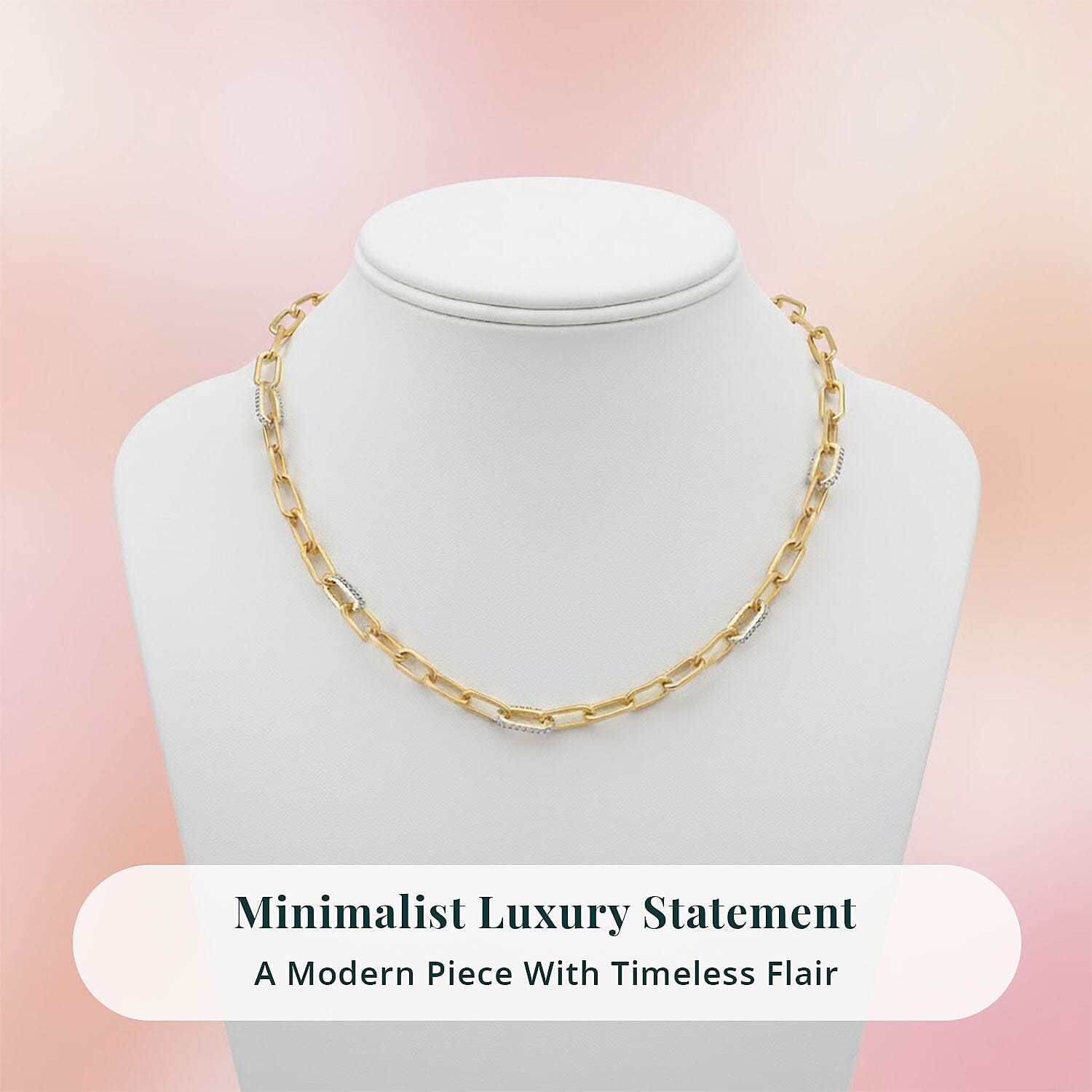 Luxuriant Lab Grown Diamond G-H SI 2.10 ctw Paper Clip Chain Necklace in 18K Vermeil Yellow Gold Over Sterling Silver 18 Inches