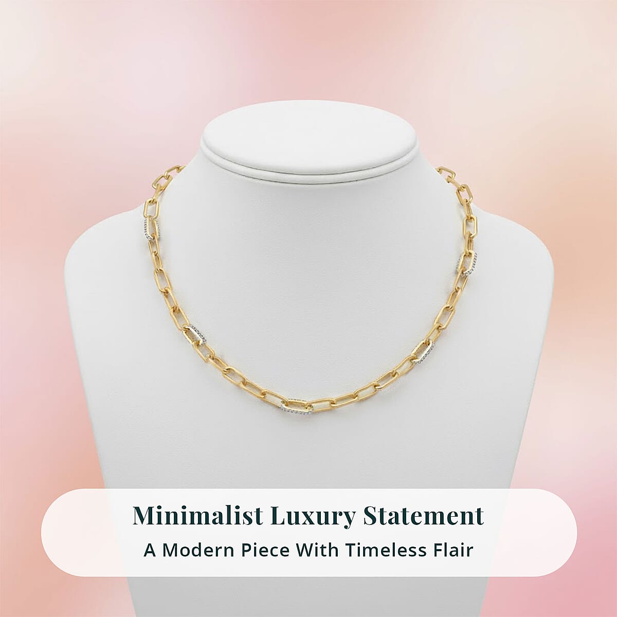 Luxuriant Lab Grown Diamond G-H SI 2.10 ctw Paper Clip Chain Necklace in 18K Vermeil Yellow Gold Over Sterling Silver 18 Inches image number 7