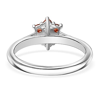 D'Joy Mozambique Garnet and White Zircon 0.40 ctw Ring in Rhodium Over Sterling Silver (Size 6.0)