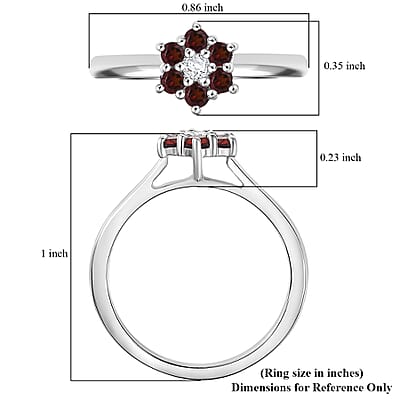 D'Joy Mozambique Garnet and White Zircon 0.40 ctw Ring in Rhodium Over Sterling Silver (Size 6.0)