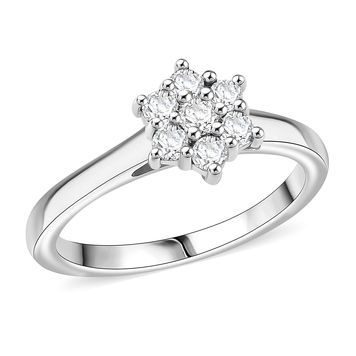 D'Joy White Topaz and White Zircon 0.45 ctw Ring in Rhodium Over Sterling Silver (Size 6.0) image number 0