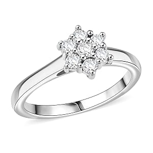 D'Joy White Topaz and White Zircon 0.45 ctw Ring in Rhodium Over Sterling Silver (Size 6.0)