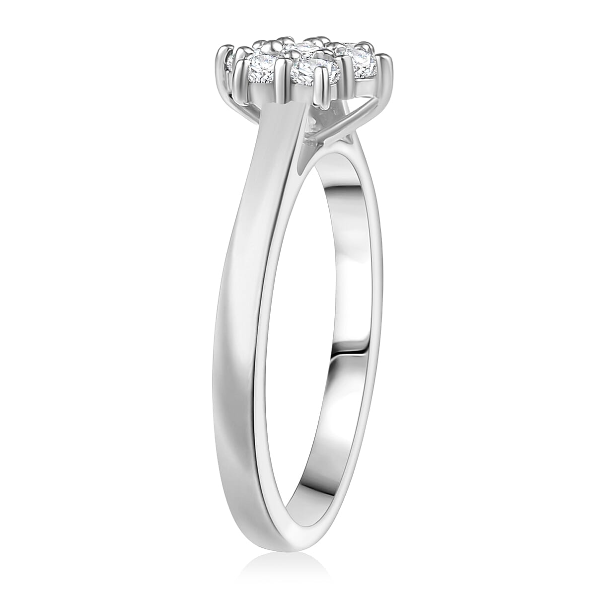 D'Joy White Topaz and White Zircon 0.45 ctw Ring in Rhodium Over Sterling Silver (Size 7.0)