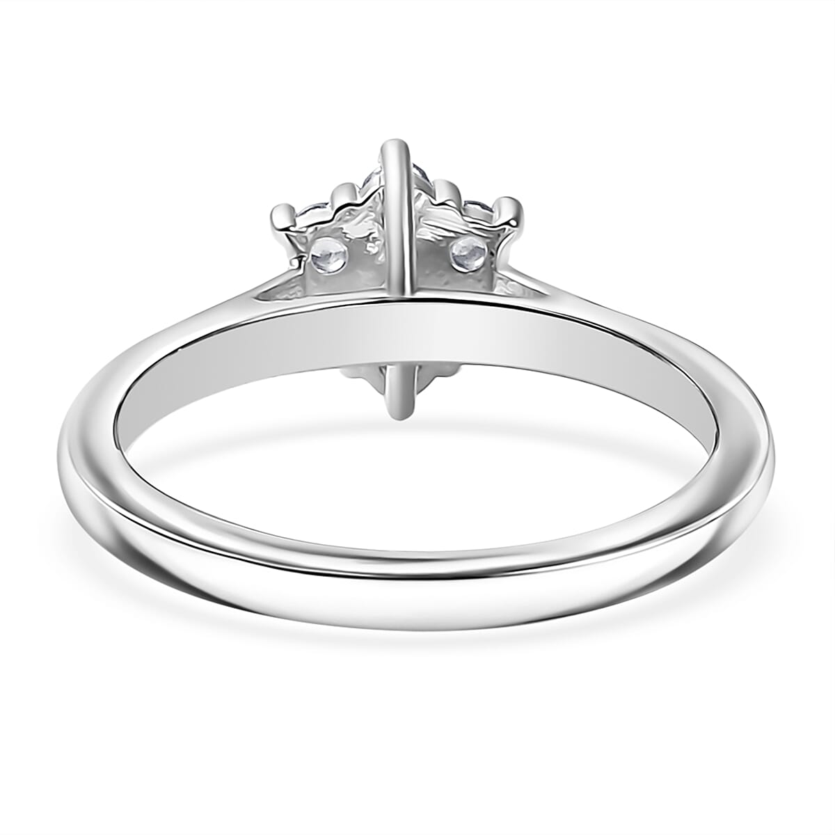 D'Joy White Topaz and White Zircon 0.45 ctw Ring in Rhodium Over Sterling Silver (Size 7.0)