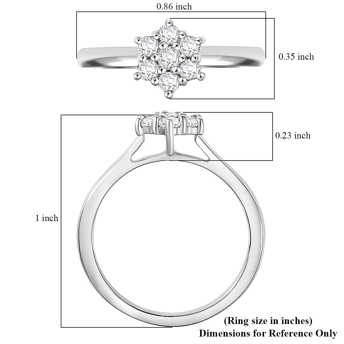 D'Joy White Topaz and White Zircon 0.45 ctw Ring in Rhodium Over Sterling Silver (Size 7.0)