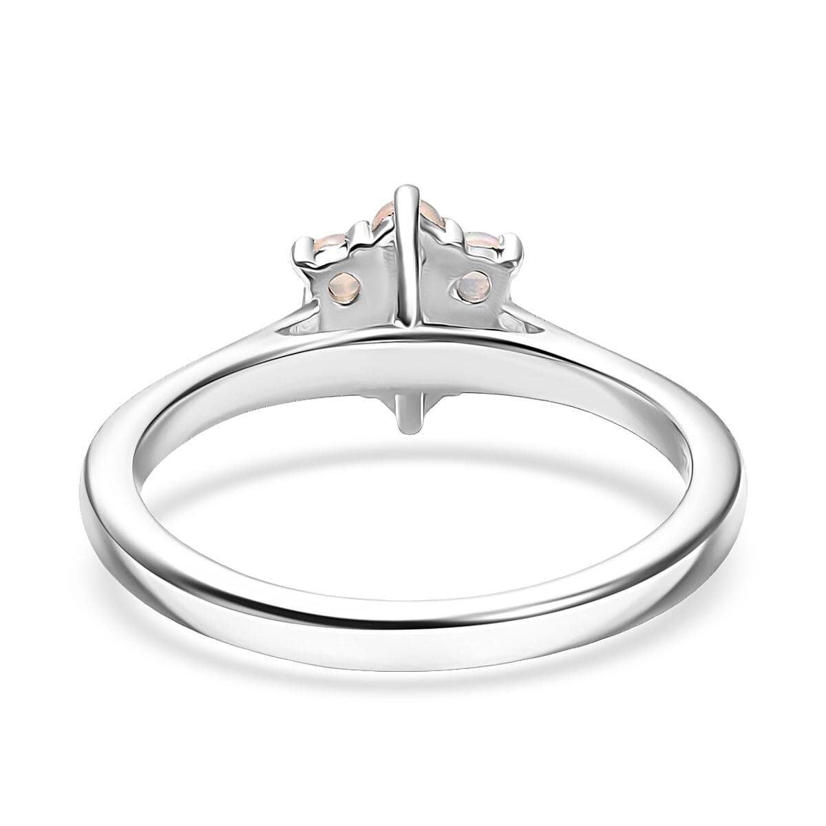 D'Joy Ethiopian Welo Opal, White Zircon Ring in Rhodium Over Sterling Silver (Size 6.0) 0.40 ctw image number 4