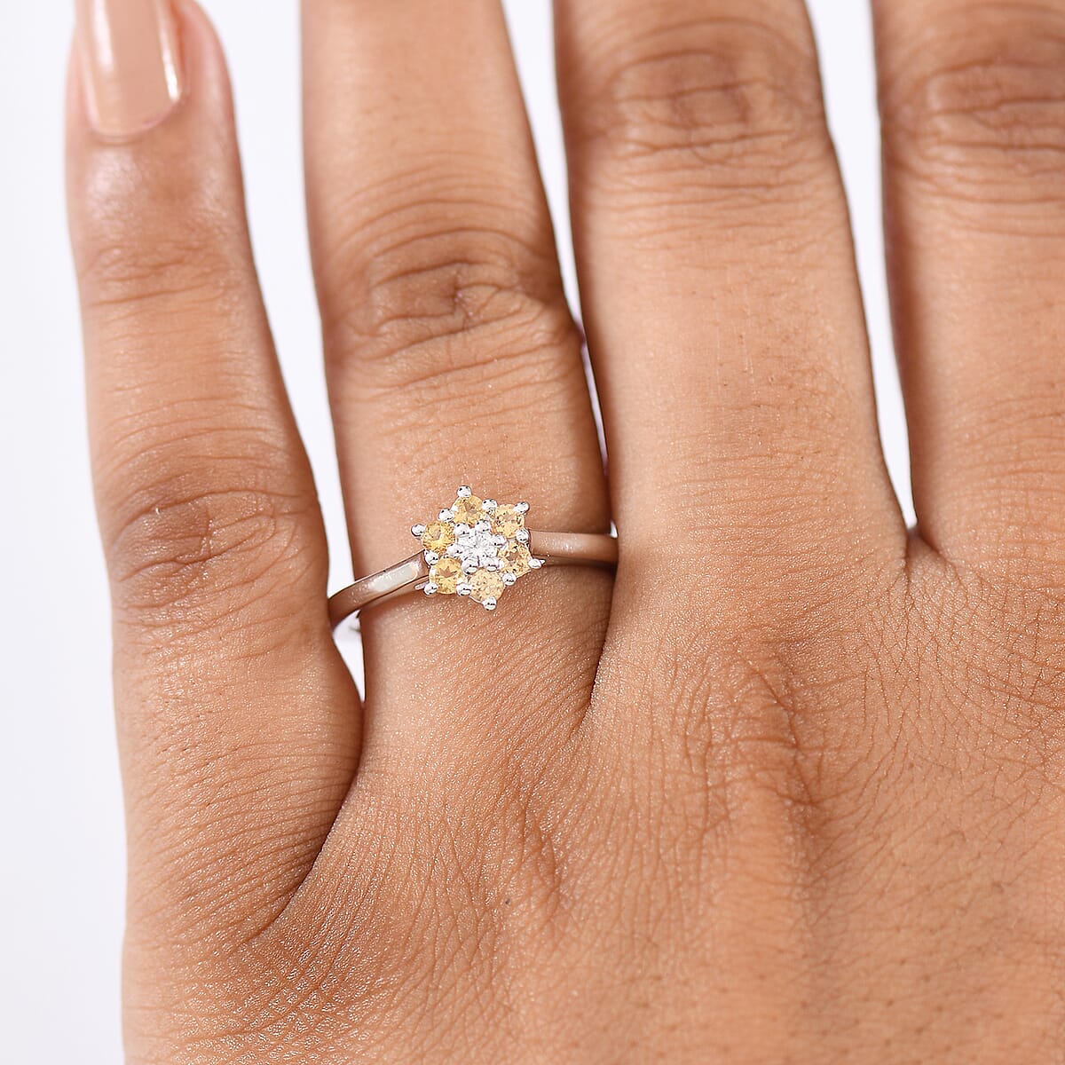 D'Joy Brazilian Citrine and White Zircon 0.40 ctw Ring in Rhodium Over Sterling Silver (Size 6.0) image number 2