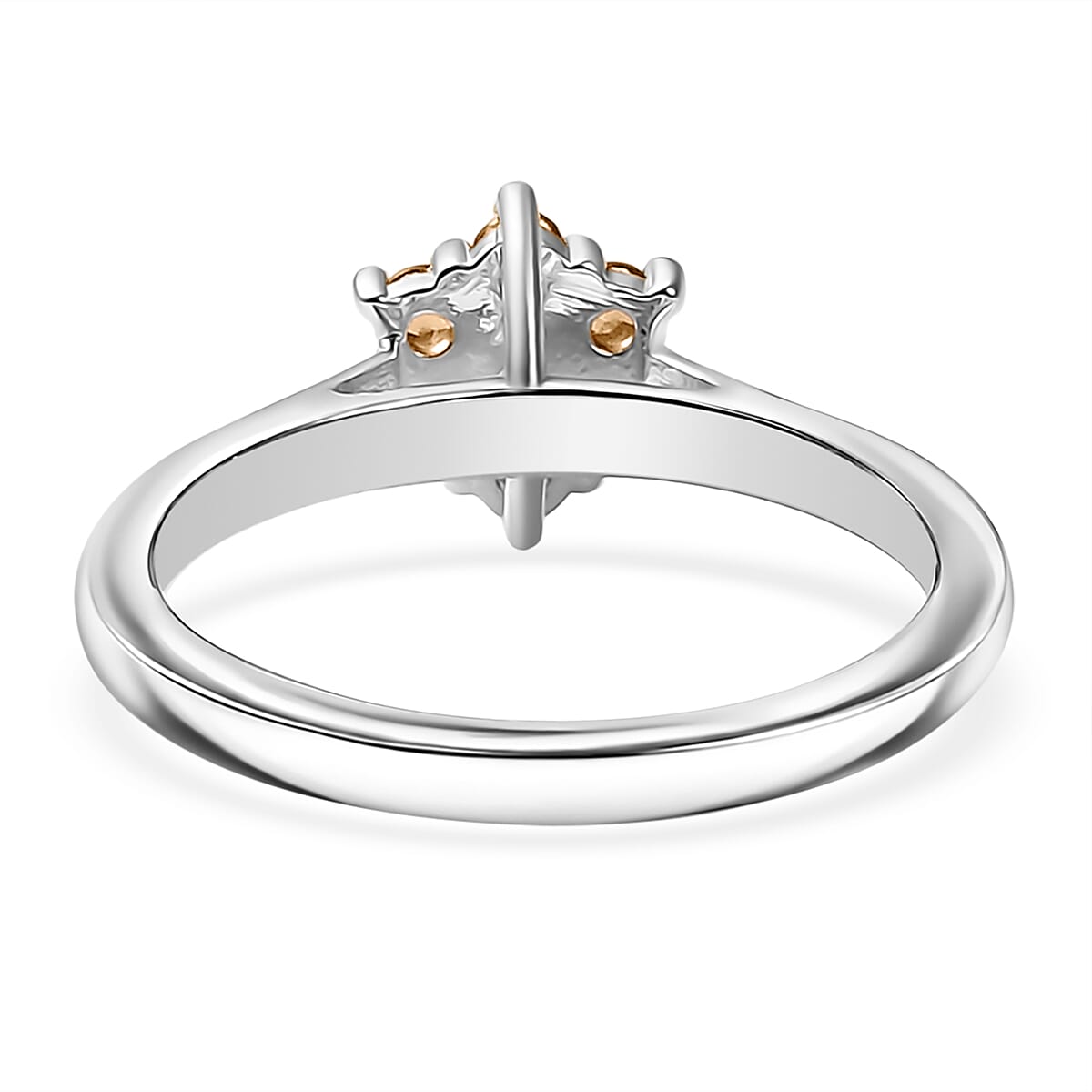 D'Joy Brazilian Citrine and White Zircon 0.40 ctw Ring in Rhodium Over Sterling Silver (Size 6.0) image number 4