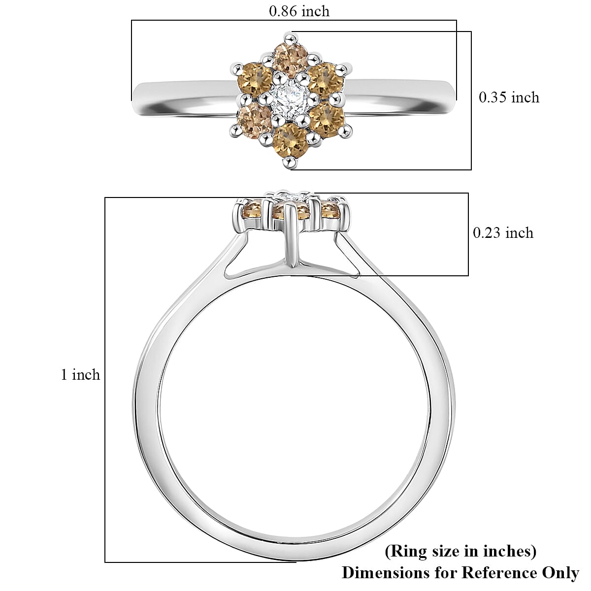 D'Joy Brazilian Citrine and White Zircon 0.40 ctw Ring in Rhodium Over Sterling Silver (Size 6.0) image number 5