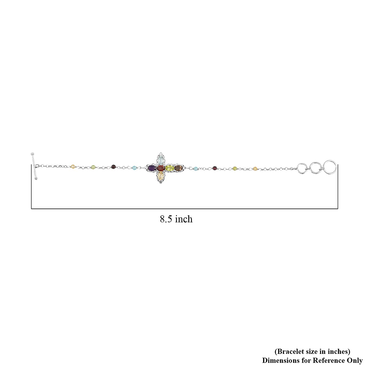 EverTrue Multi Gemstone 7.50 ctw Cross Bracelet in Platinum Bond (6.50-8.0In) image number 5