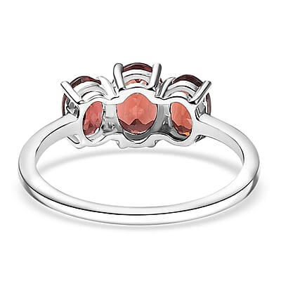 D'Joy Mozambique Garnet Ring in Rhodium Over Sterling Silver (Size 6.0) 2.10 ctw