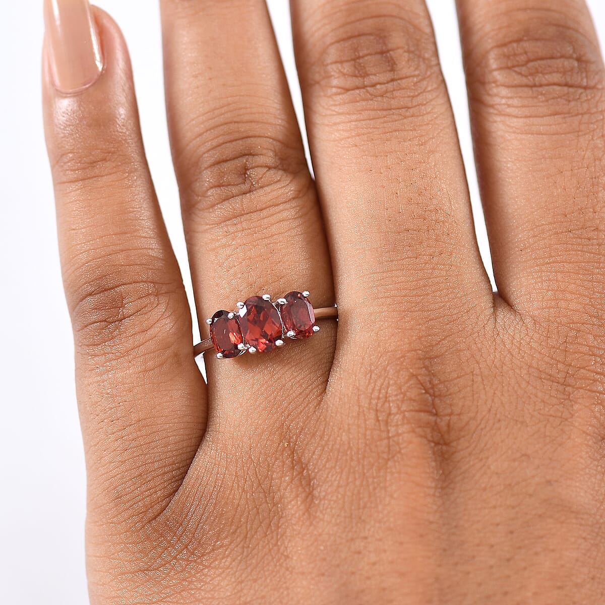 D'Joy Mozambique Garnet 2.10 ctw Ring in Rhodium Over Sterling Silver (Size 7.0)  image number 2