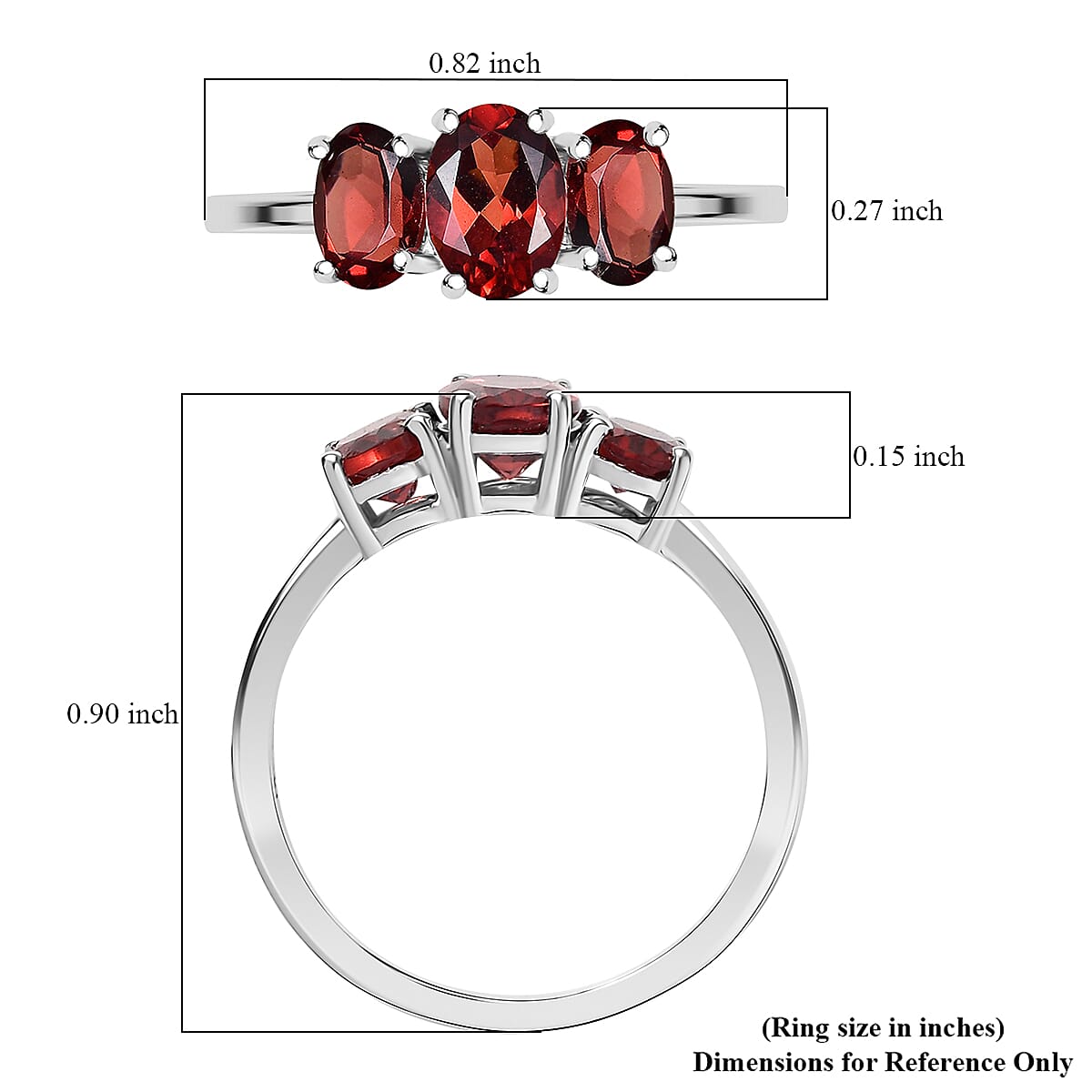 D'Joy Mozambique Garnet 2.10 ctw Ring in Rhodium Over Sterling Silver (Size 7.0)  image number 5