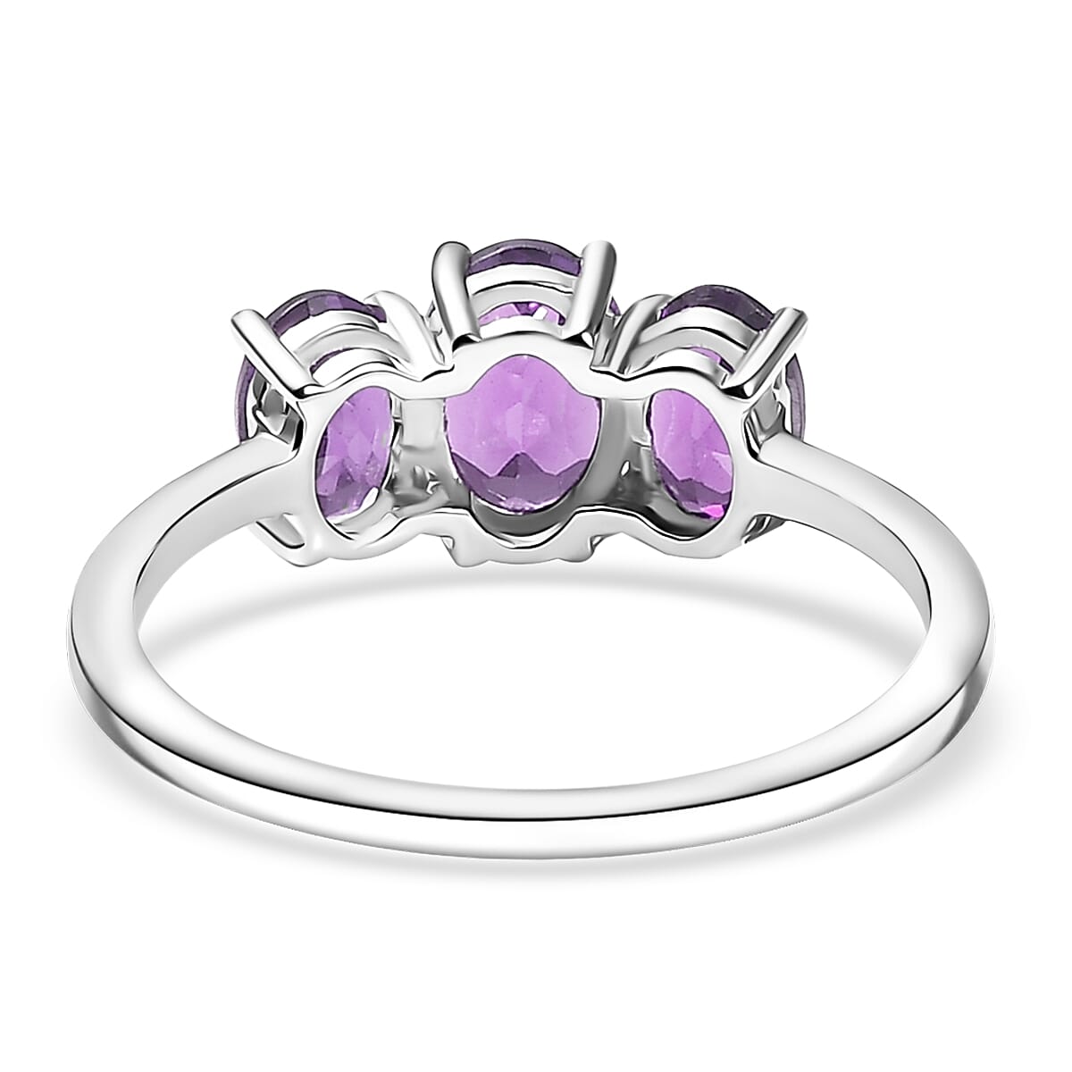 D'Joy African Amethyst Ring in Rhodium Over Sterling Silver (Size 8.0) 1.50 ctw