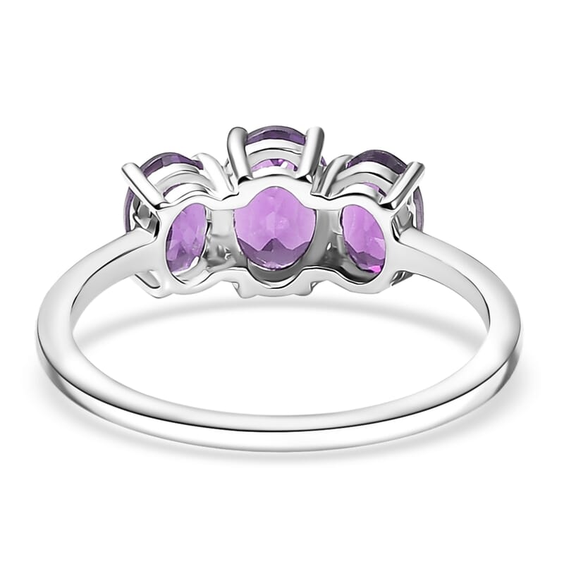 D'Joy African Amethyst Ring in Rhodium Over Sterling Silver (Size 9.0) 1.50 ctw
