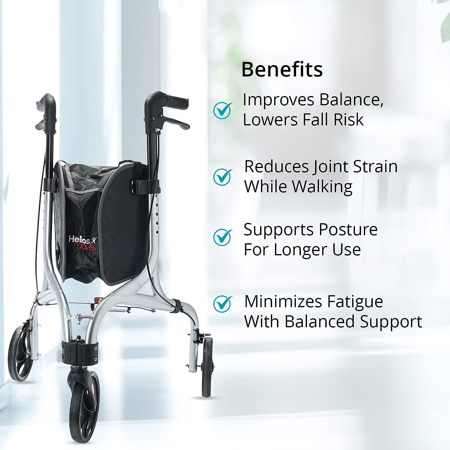 Buy Closeout Helios 3-Wheel Walker -Silver at ShopLC.
