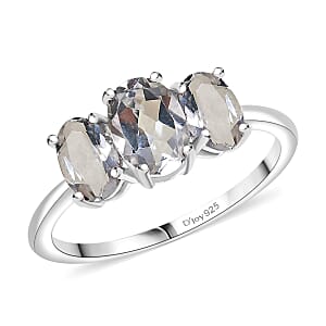 D'Joy White Topaz 1.80 ctw Ring in Rhodium Over Sterling Silver (Size 7.0) 