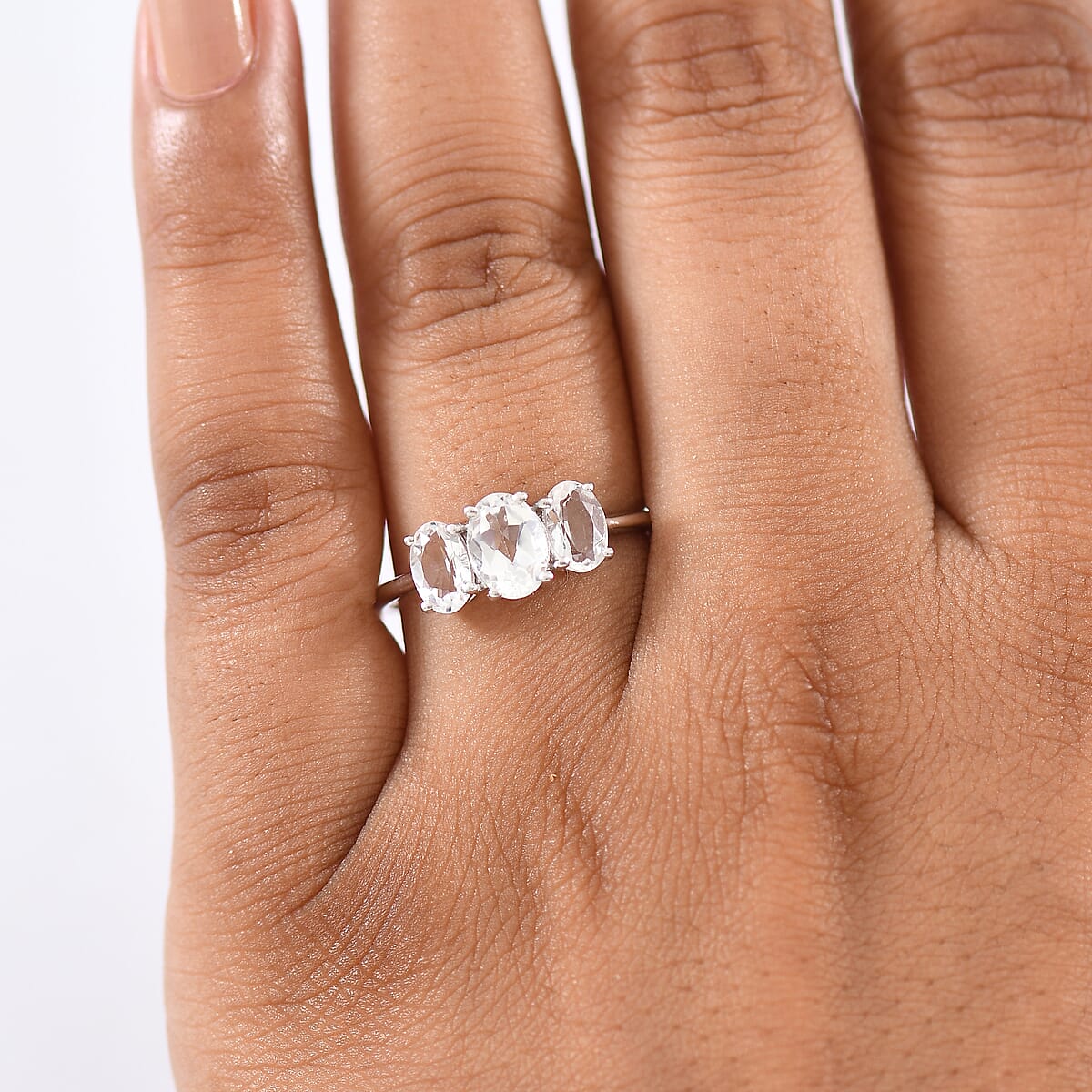 D'Joy White Topaz 1.80 ctw Ring in Rhodium Over Sterling Silver (Size 7.0)  image number 2