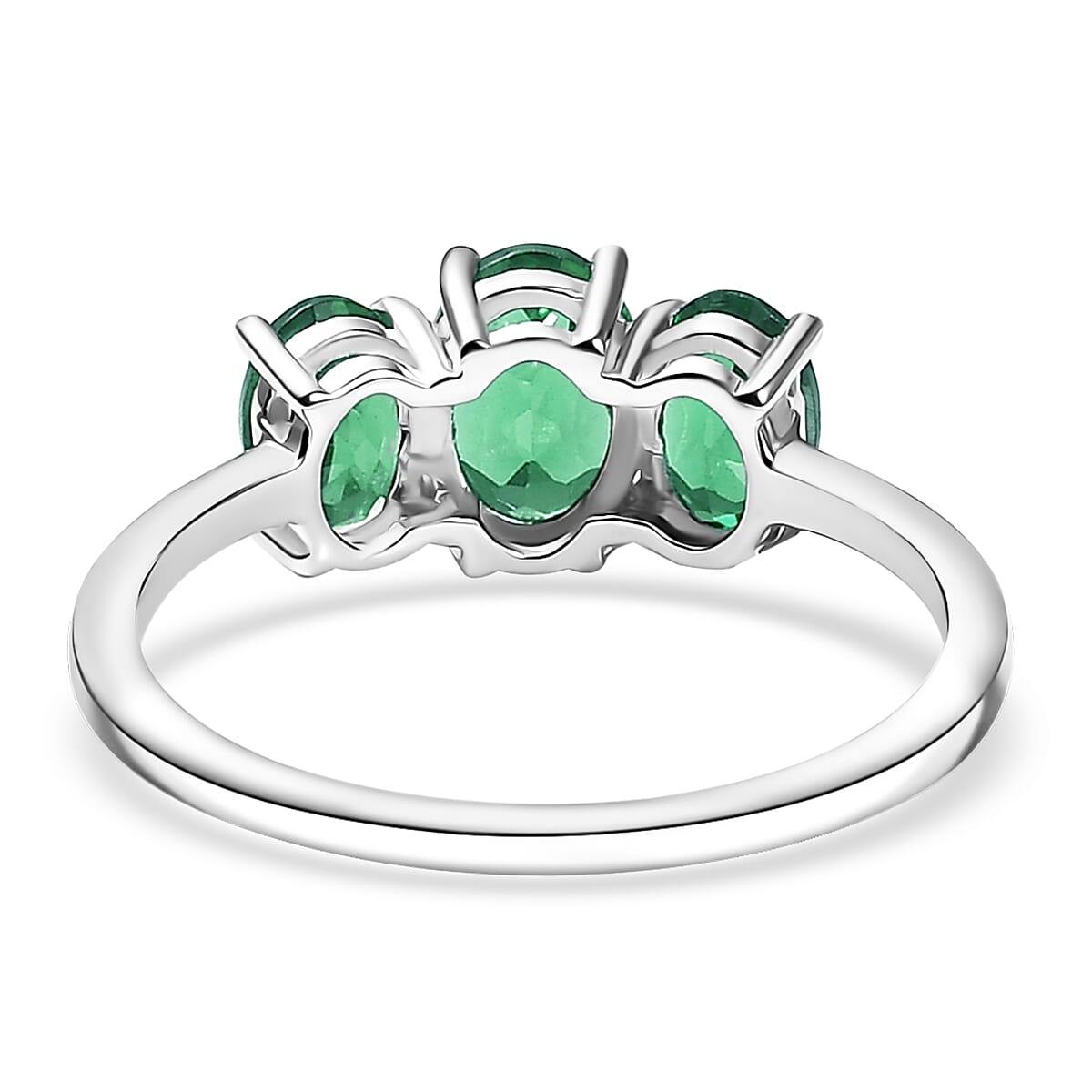 D'Joy Socoto Emerald Ring in Rhodium Over Sterling Silver (Size 6.0) 1.65 ctw