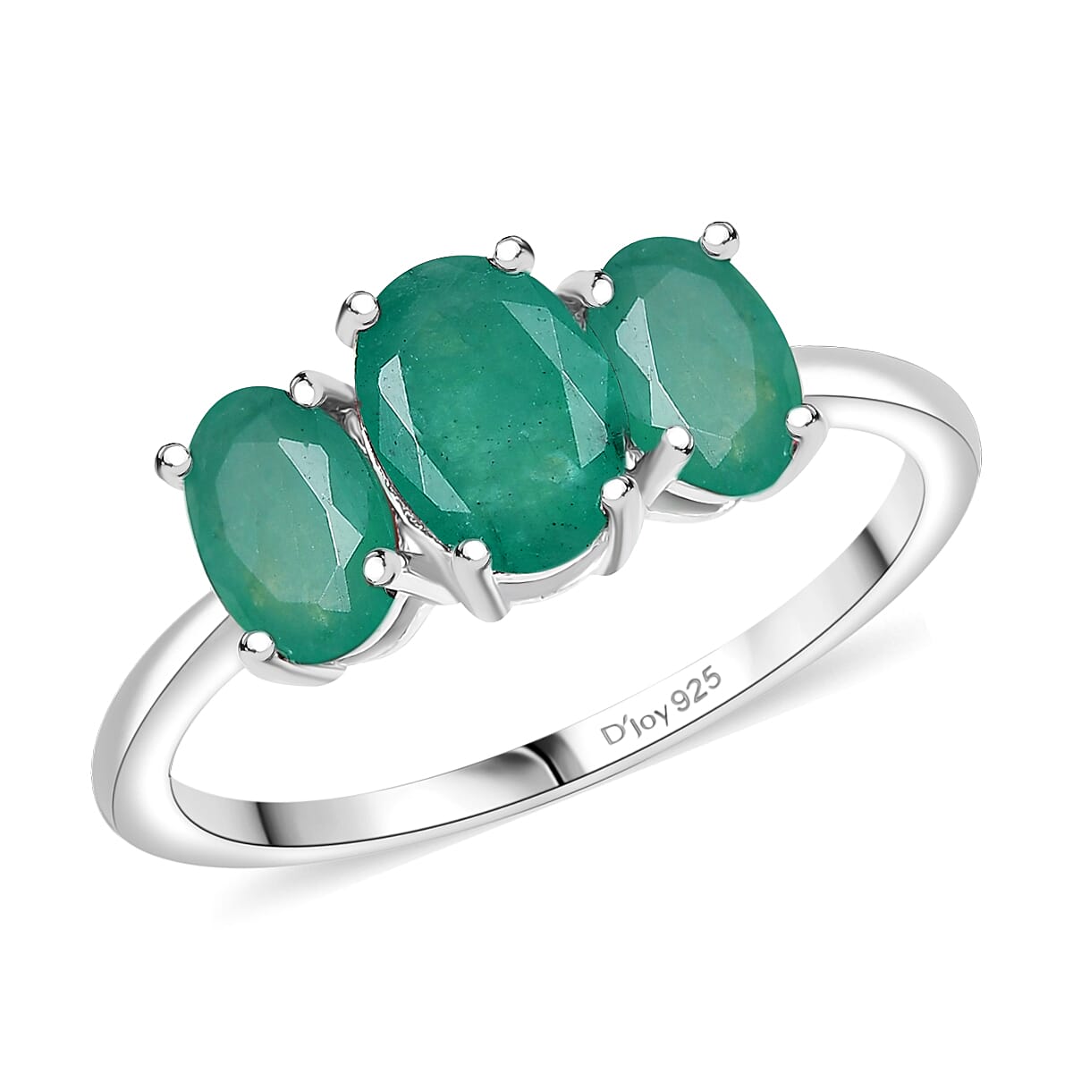 D'Joy Socoto Emerald 1.65 ctw Ring in Rhodium Over Sterling Silver (Size 7.0)  image number 0