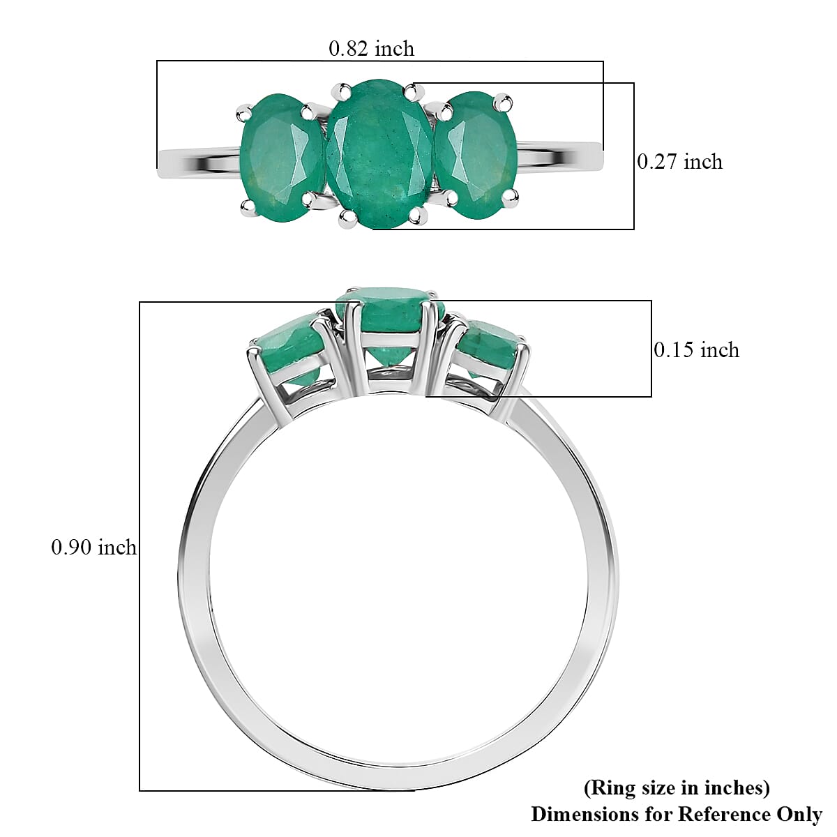 D'Joy Socoto Emerald 1.65 ctw Ring in Rhodium Over Sterling Silver (Size 7.0)  image number 5