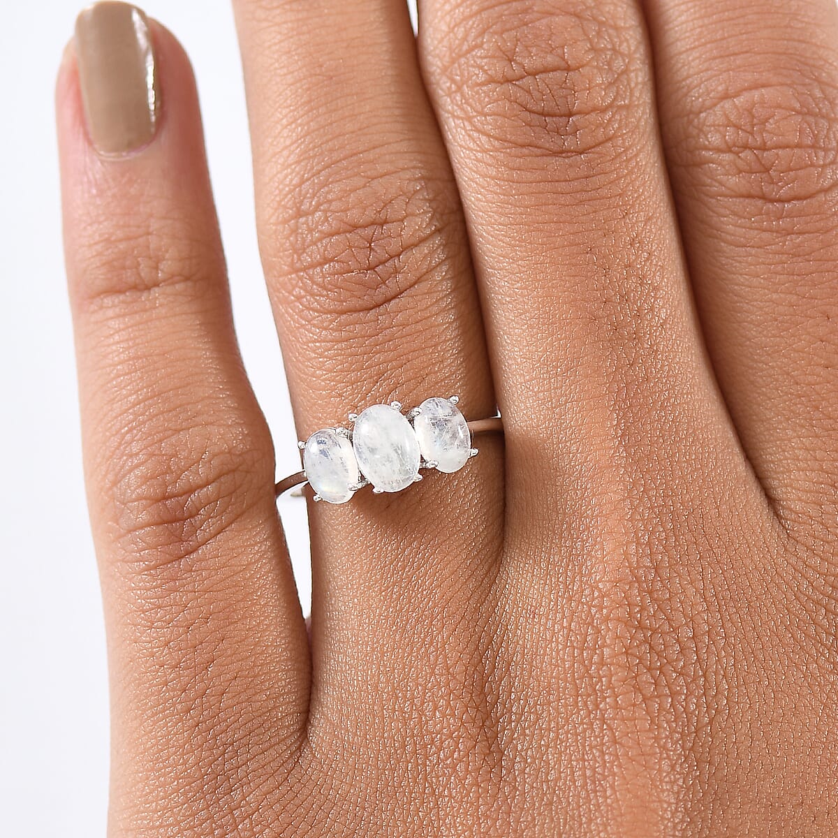 D'Joy Rainbow Moonstone Ring in Rhodium Over Sterling Silver (Size 6.0) 2.00 ctw image number 2