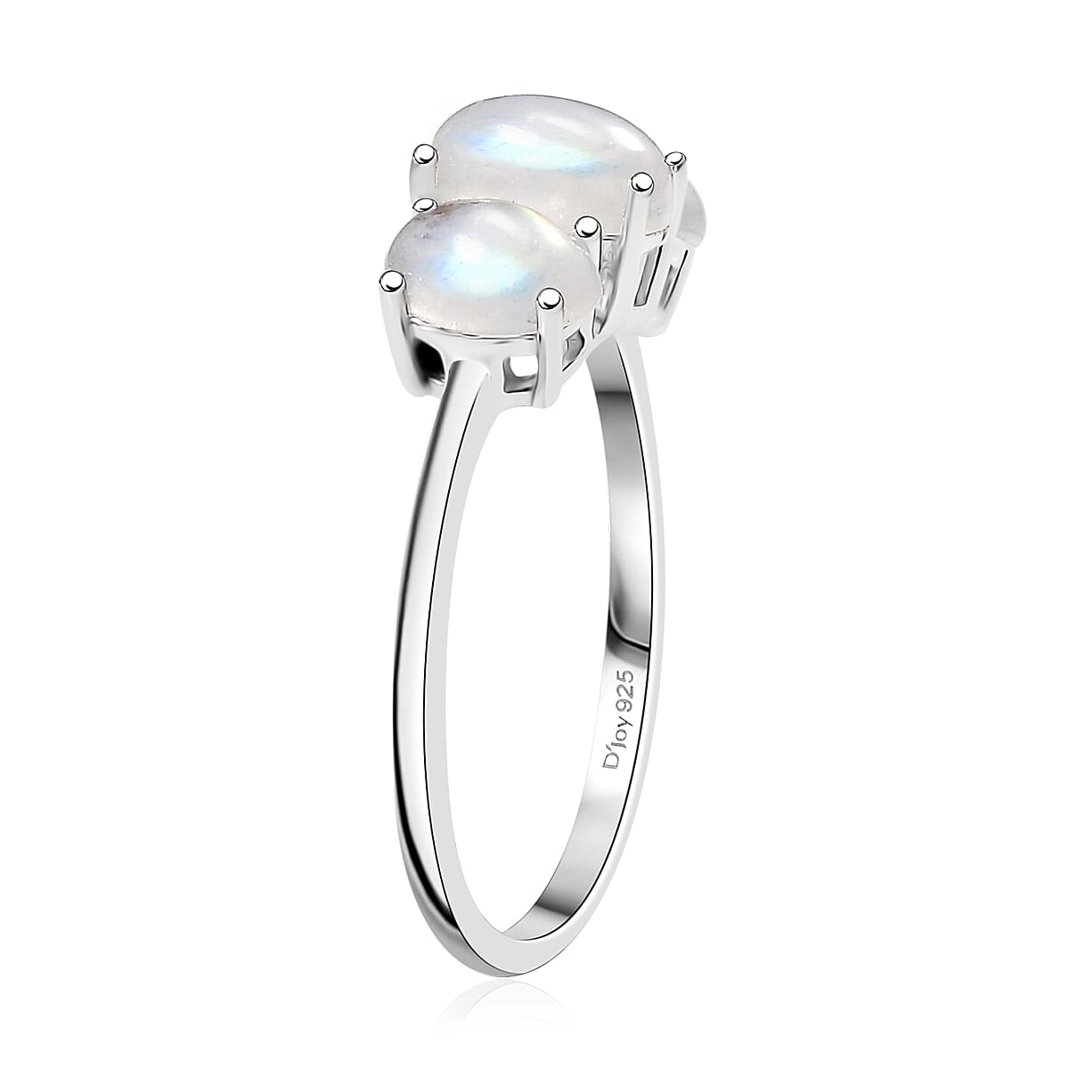 D'Joy Rainbow Moonstone Ring in Rhodium Over Sterling Silver (Size 6.0) 2.00 ctw