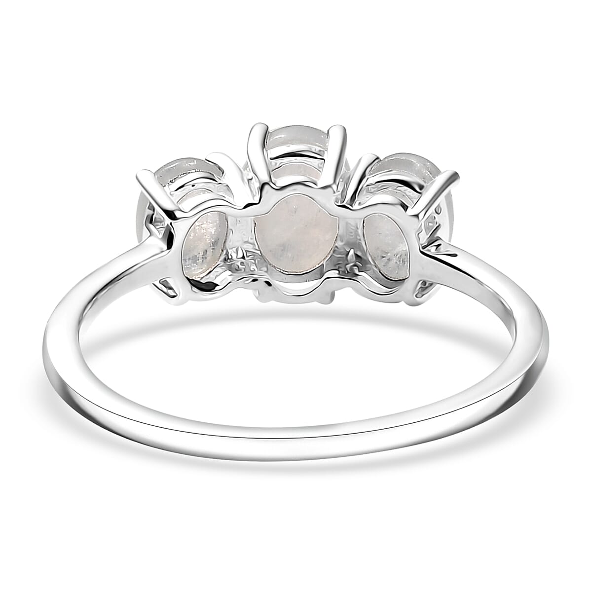 D'Joy Rainbow Moonstone Ring in Rhodium Over Sterling Silver (Size 6.0) 2.00 ctw