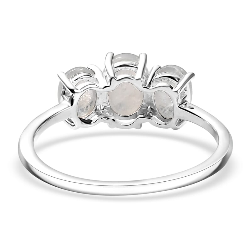 D'Joy Rainbow Moonstone Ring in Rhodium Over Sterling Silver (Size 6.0) 2.00 ctw