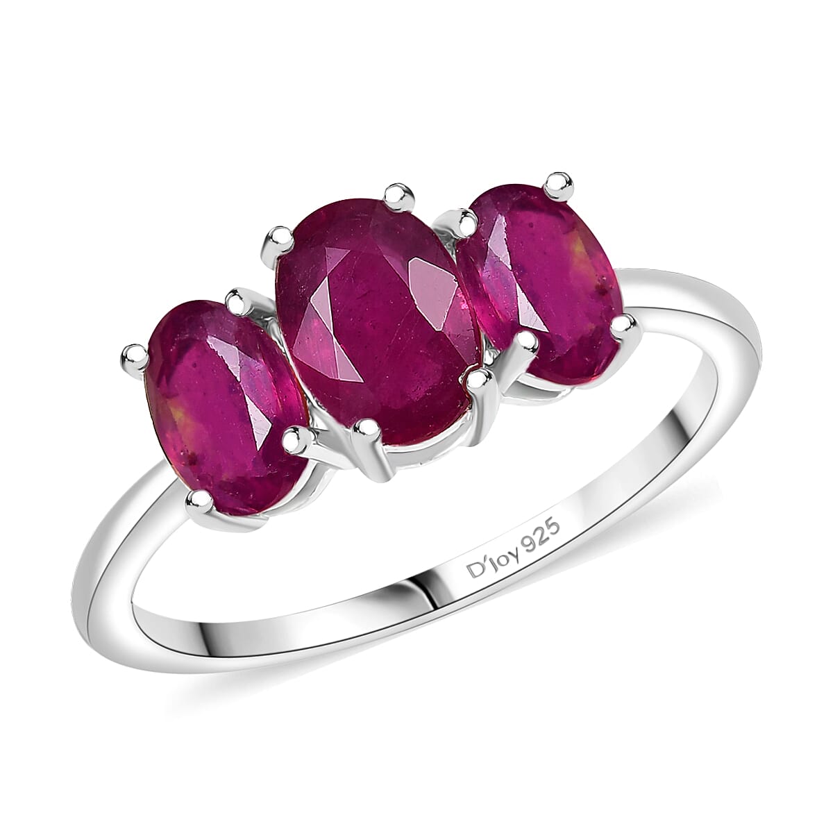 D'Joy Niassa Ruby (FF) 2.50 ctw Ring in Rhodium Over Sterling Silver (Size 7.0)  image number 0