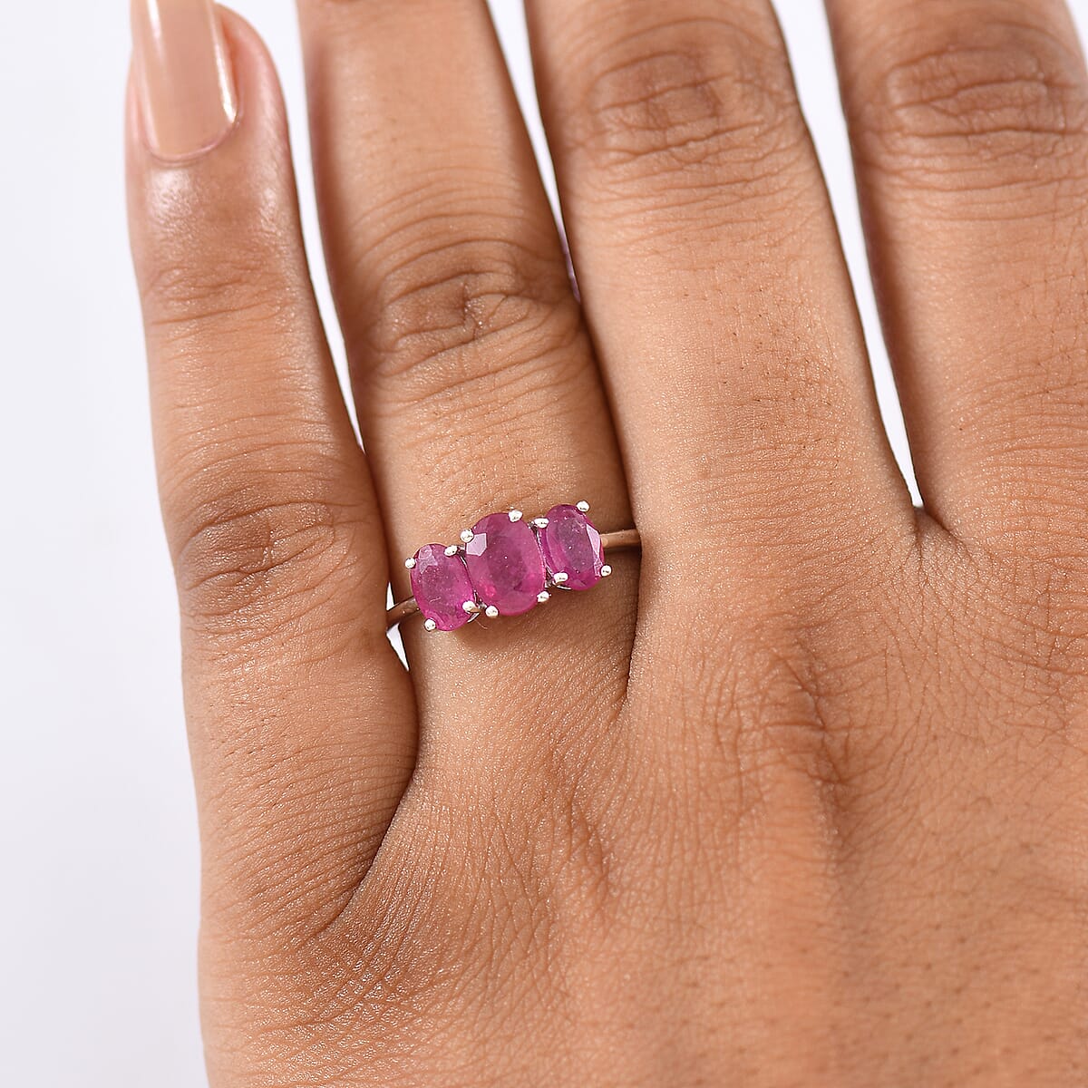 D'Joy Niassa Ruby (FF) 2.50 ctw Ring in Rhodium Over Sterling Silver (Size 7.0)  image number 2
