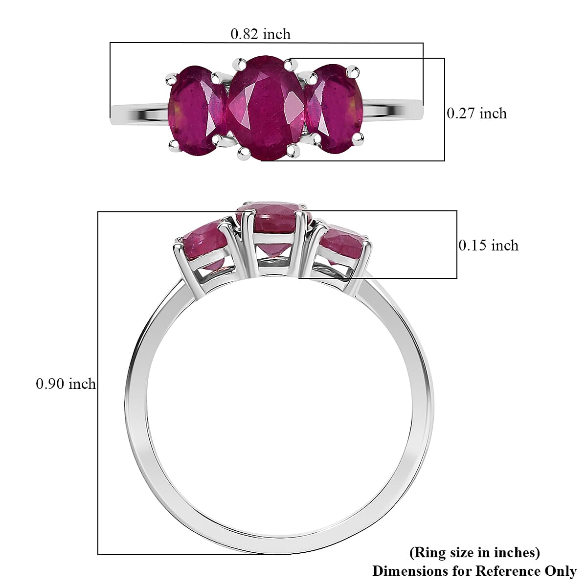 D'Joy Niassa Ruby (FF) 2.50 ctw Ring in Rhodium Over Sterling Silver (Size 7.0)  image number 5
