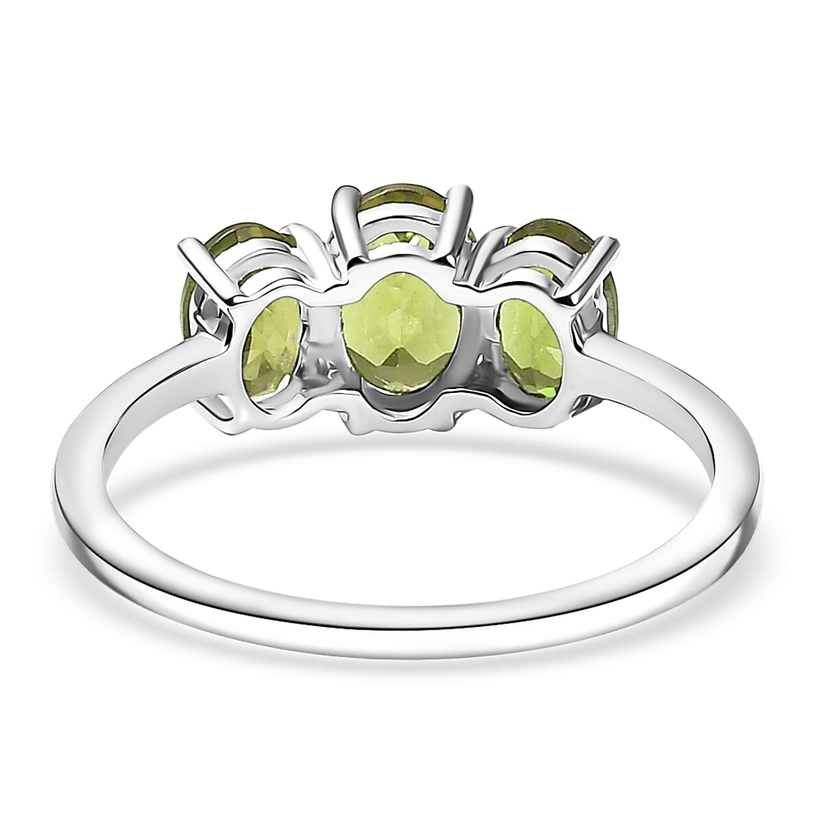 D'Joy Hebei Peridot 2.00 ctw 3 Stone Ring in Rhodium Over Sterling Silver (Size 6.0) image number 4