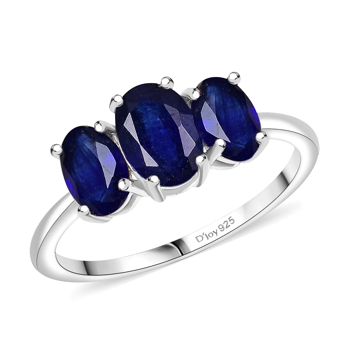 D'Joy Masoala Sapphire (D) 2.65 ctw Ring in Rhodium Over Sterling Silver (Size 7.0) image number 0