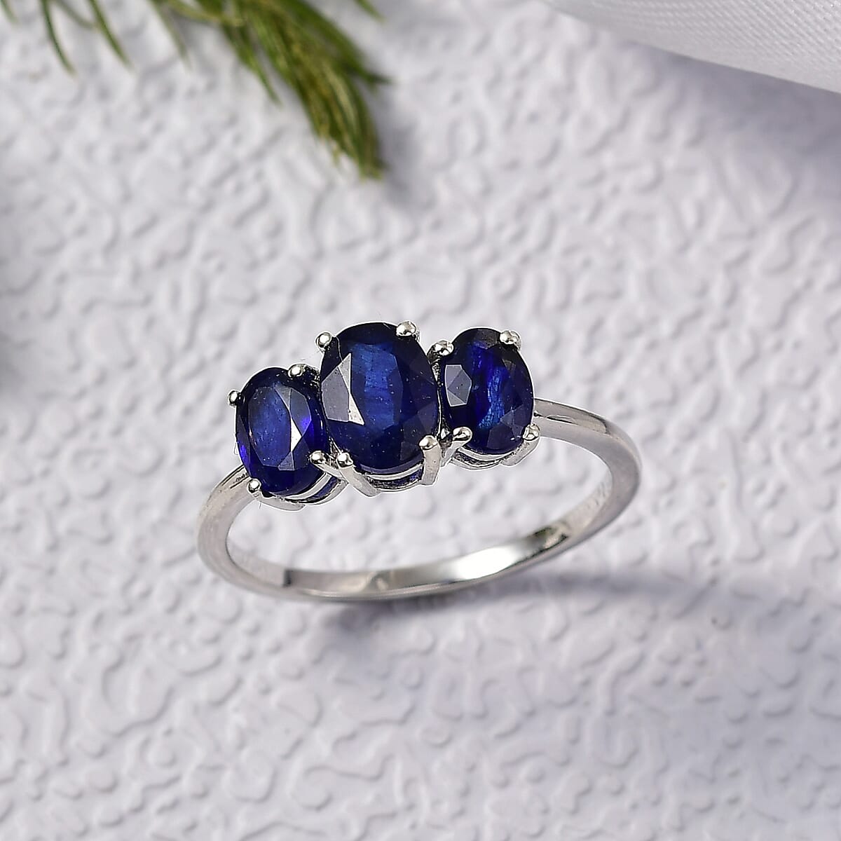 D'Joy Masoala Sapphire (D) 2.65 ctw Ring in Rhodium Over Sterling Silver (Size 7.0) image number 1