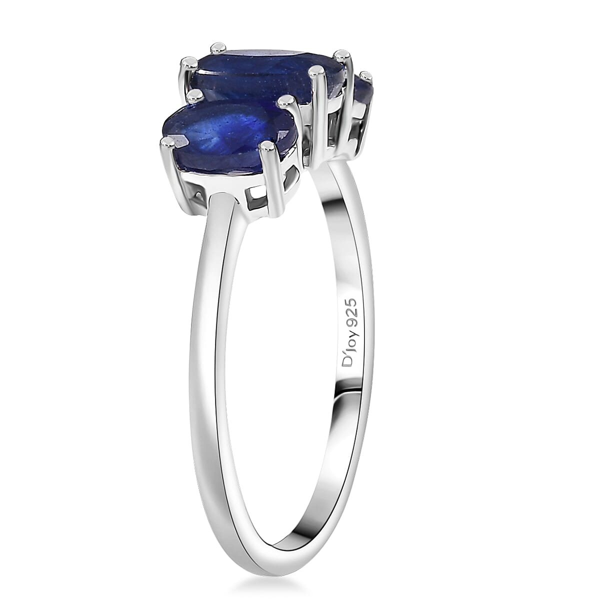 D'Joy Masoala Sapphire (D) 2.65 ctw Ring in Rhodium Over Sterling Silver (Size 7.0) image number 3