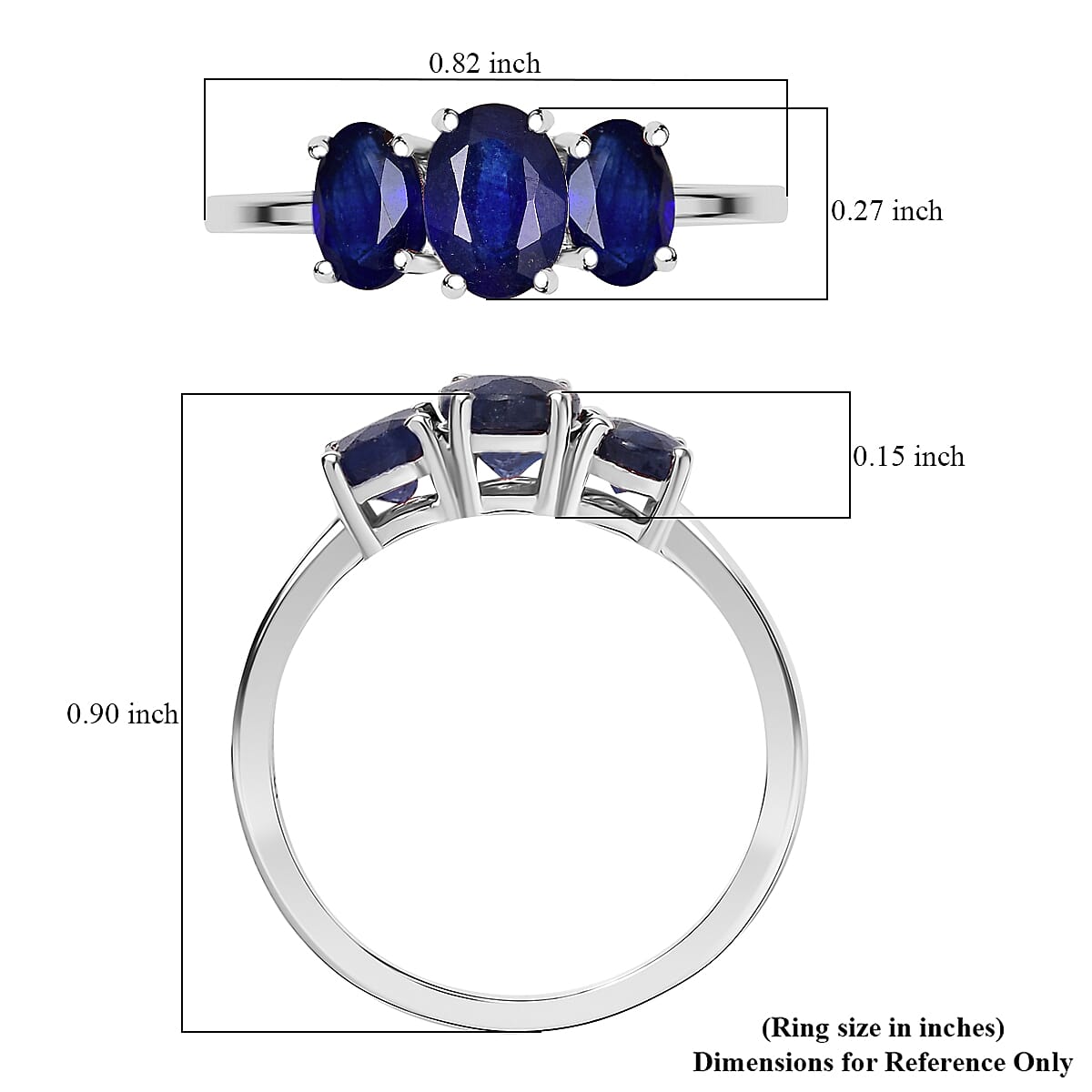 D'Joy Masoala Sapphire (D) 2.65 ctw Ring in Rhodium Over Sterling Silver (Size 7.0) image number 5