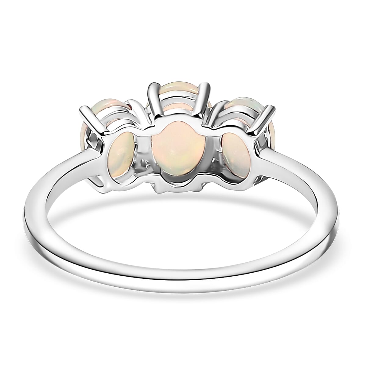 D'Joy Ethiopian Welo Opal 0.90 ctw 3 Stone Ring in Rhodium Over Sterling Silver (Size 6.0) image number 4