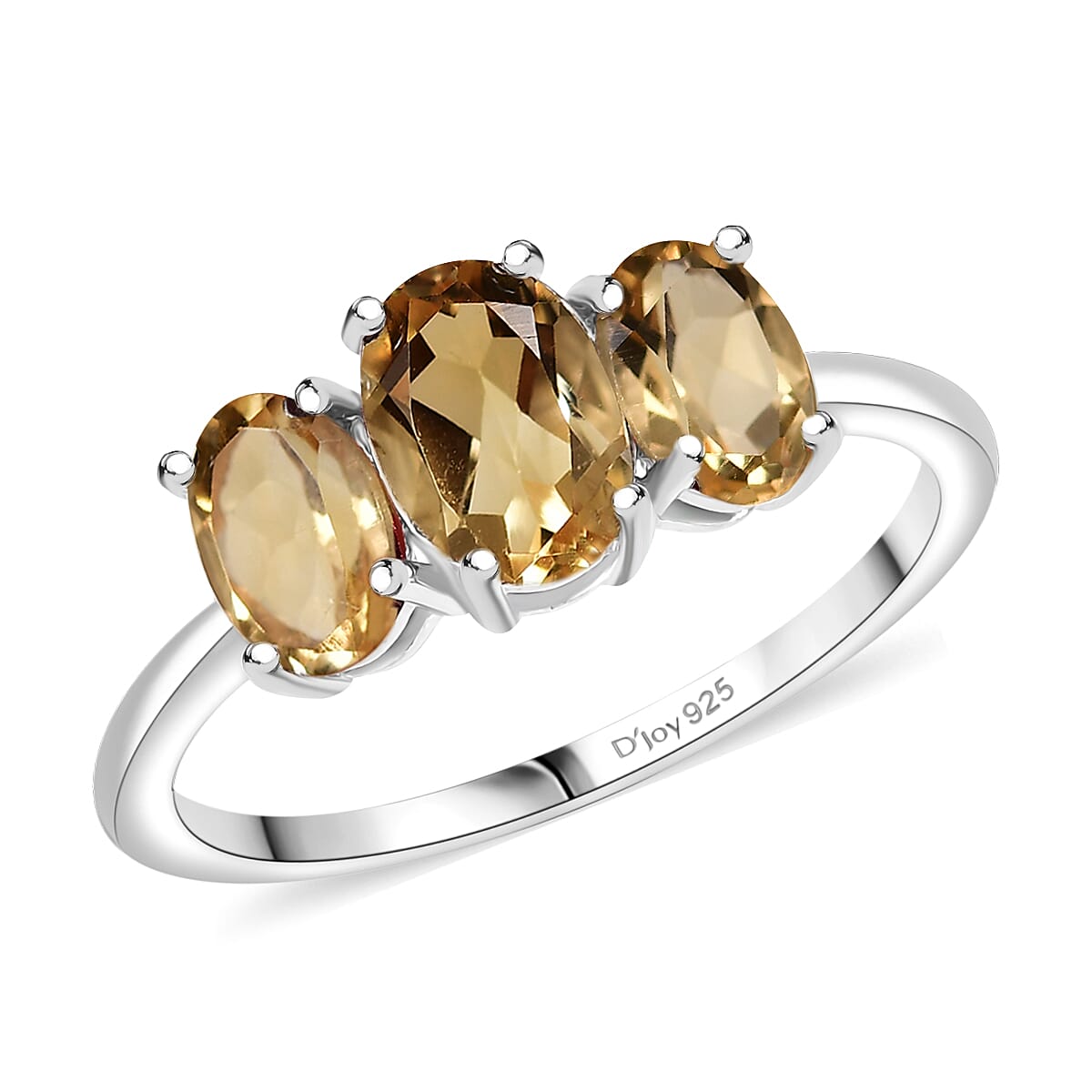 D'Joy Brazilian Citrine 1.60 ctw Ring in Rhodium Over Sterling Silver (Size 7.0)  image number 0