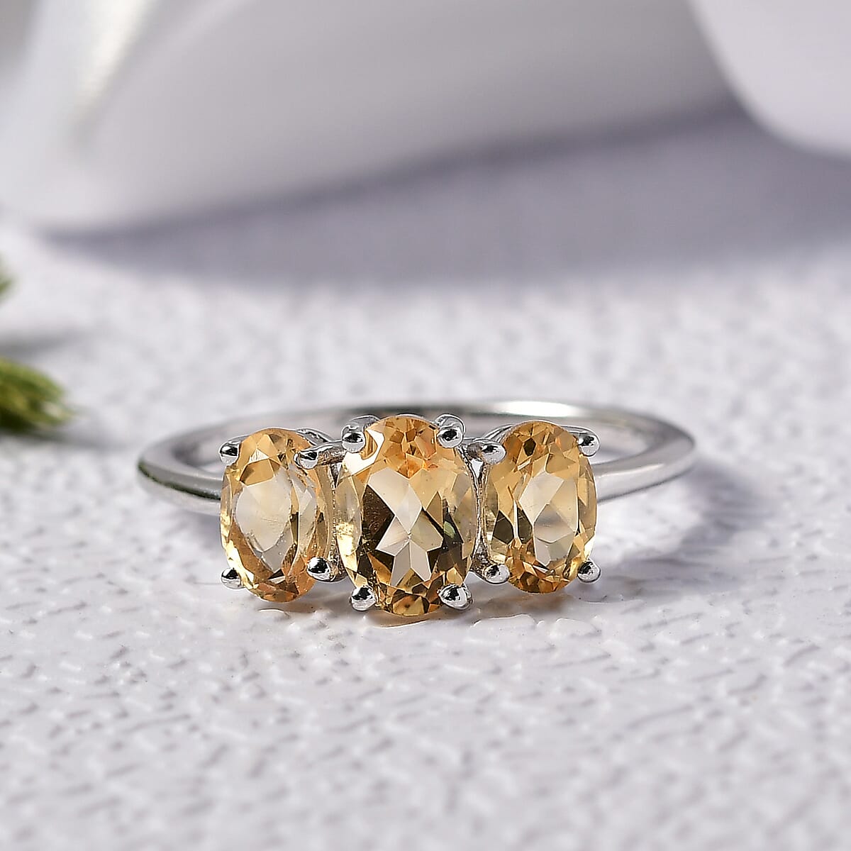 D'Joy Brazilian Citrine 1.60 ctw Ring in Rhodium Over Sterling Silver (Size 7.0)  image number 1