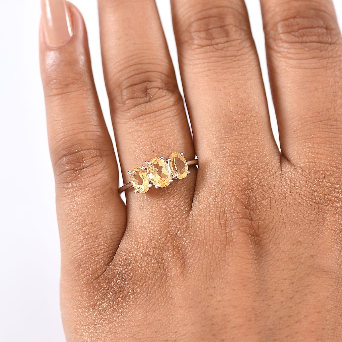 D'Joy Brazilian Citrine 1.60 ctw Ring in Rhodium Over Sterling Silver (Size 7.0)  image number 2